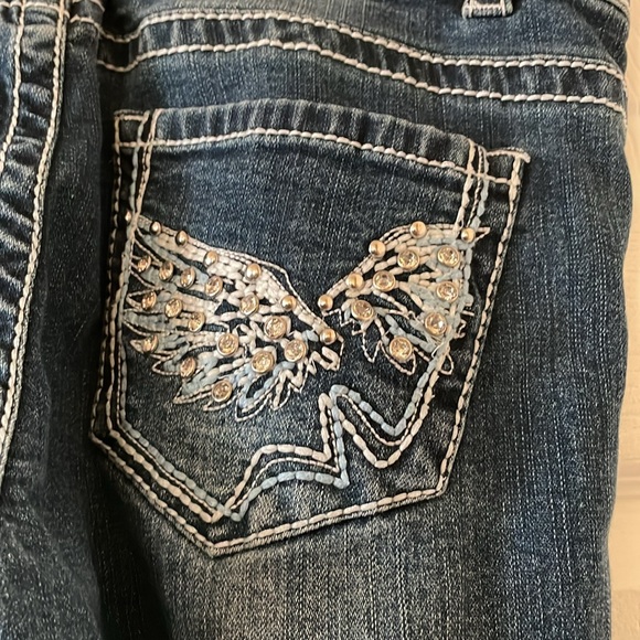 Warehouse one denim y2k capris with embellished pockets - Picture 5 of 8